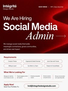 Lowongan Kerja Sebagai Social Media Admin, Content Creator untuk Integrite Design Studio Penempatan di Denpasar