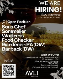 Lowongan Kerja Sebagai Sous Chef, Sommelier, Waitress, Food Checker, Gardener dan Barback untuk AVLI Modern Greek Penempatan di Uluwatu, Badung
