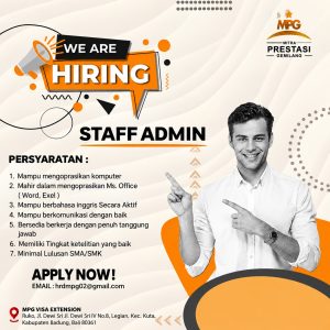 Lowongan Kerja Sebagai Staff Admin untuk MPG Visa Extension Penempatan di Legian, Badung