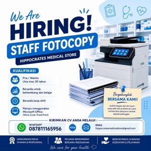 Lowongan Kerja Sebagai Staff Fotocopy untuk Hippocrates Medical Store Penempatan di Denpasar
