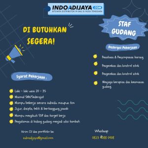 Lowongan Kerja Sebagai Staff Gudang untuk Indo Adi jaya Penempatan di Denpasar