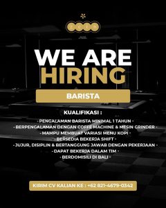 Lowongan Kerja Sebagai Staff Kitchen, Server, Kasir, Barista untuk ZEIN Cafe Penempatan di Denpasar