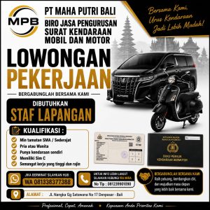 Lowongan Kerja Sebagai Staff Lapangan untuk PT. Maha Putri Bali Penempatan di Denpasar