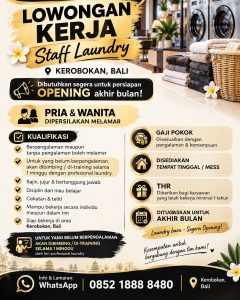 Lowongan Kerja Sebagai Staff Laundry untuk Queen Express Laundry Penempatan di Kerobokan, Badung