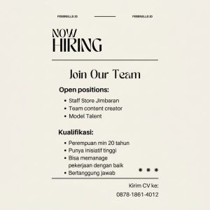 Lowongan Kerja Sebagai Staff Store, Team Content Creator dan Model Talent untuk Feminelle Id Penempatan di Bali
