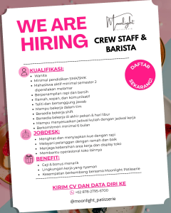Lowongan Kerja Sebagai Staff Toko untuk Moonlight Patisserie Penempatan di Batubulan, Gianyar