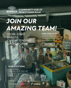 Lowongan Kerja Sebagai Store Staff, Barista, Cafe Attendant dan Kitchen Crew untuk BODEGA Penempatan di Penestanan, Gianyar