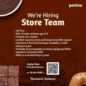 Lowongan Kerja Sebagai Tim Store untuk Panina Penempatan di Jimbaran, Badung