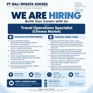 Lowongan Kerja Sebagai Travel Operations Specialist dan Fotographer untuk PT. Bali Wisata Sukses Penempatan di Denpasar