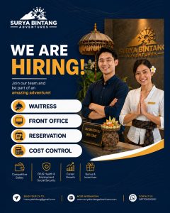 Lowongan Kerja Sebagai Waitress, Front Office, Reservation, Cost Control Staff dan Content Creator untuk Surya Bintang Adventure Penempatan di Bali