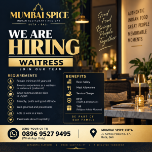 Lowongan Kerja Sebagai Waitress untuk Mumbai Spice Penempatan di Kuta, Badung