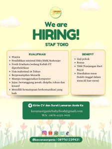 Lowongan Kerja Sebagai Staff Toko untuk Kavana Organic Penempatan di Kerobokan, Badung