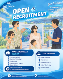 Lowongan Kerja Sebagai Accounting Staff, Cashier (Ticketing), Multimedia, F&B Server & Waiter, Cook Helper untuk Bali Exotic Marine Park Penempatan di Denpasar