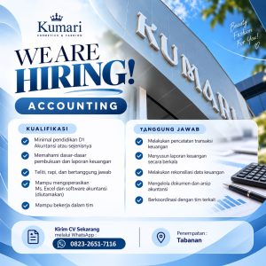 Lowongan Kerja Sebagai Accounting untuk KUMARI Cosmetics & Fashion Penempatan di Tabanan