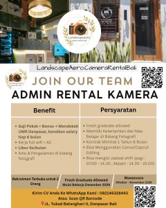 Lowongan Kerja Sebagai Admin Rental Kamera untuk Landscape Aero Camera Rental Bali Penempatan di Denpasar