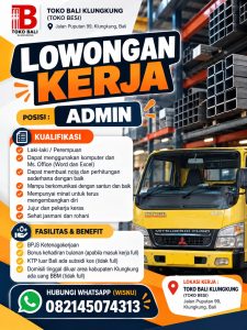 Lowongan Kerja Sebagai Admin untuk Toko Bali Klungkung Penempatan di Klungkung