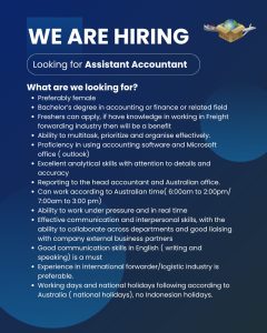 Lowongan Kerja Sebagai Assistant Accountant untuk Freight4u Penempatan di Bali