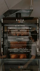 Lowongan Kerja Sebagai B2B Business Development Executive, Content Creator & Photographer dan Sous Chef untuk BARO Penempatan di Badung