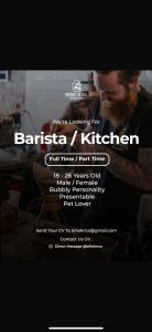 Lowongan Kerja Sebagai Barista dan Kitchen untuk Biliek & Co Penempatan di Badung