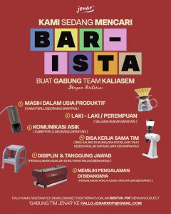 Lowongan Kerja Sebagai Barista untuk Jenar Coffee Penempatan di Denpasar