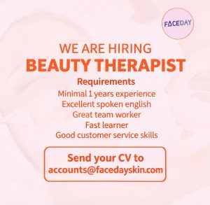 Lowongan Kerja Sebagai Beauty Therapist untuk FACEDAY Penempatan di Badung