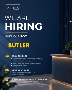 Lowongan Kerja Sebagai Butler untuk ALTHIA Private Capsule Quarters Penempatan di Badung