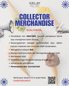 Lowongan Kerja Sebagai Collector Merchandiser, Housekeeping , Sales Marketing Gelato Maker untuk ICELAB Penempatan di Denpasar