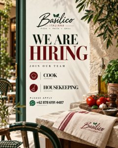 Lowongan Kerja Sebagai Cook dan Housekeeping untuk Basilico Italiana Penempatan di Denpasar