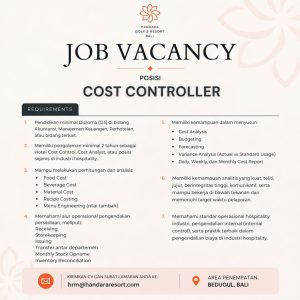 Lowongan Kerja Sebagai Cost Controller, Head Butler dan SPA Therapist untuk Handara Golf & Resort Bali Penempatan di Bedugul, Tabanan