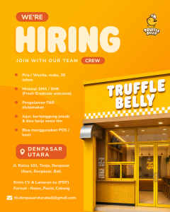 Lowongan Kerja Sebagai Crew untuk Truffle Belly Penempatan di Denpasar