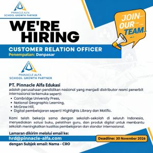 Lowongan Kerja Sebagai Customer Relation Officer untuk PT. Pinnacle Alfa Edukasi Penempatan di Denpasar