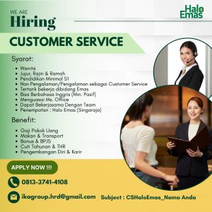 Lowongan Kerja Sebagai Customer Service untuk HALO EMAS Penempatan di Singaraja, Buleleng