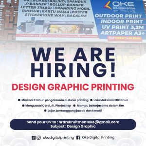 Lowongan Kerja Sebagai Design Graphic Printing untuk Oke Digital Printing Penempatan di Denpasar