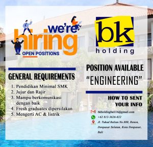 Lowongan Kerja Sebagai Engineering untuk Bagus Kencana Holding Penempatan di Denpasar