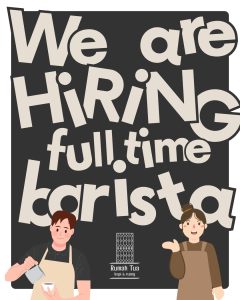 Lowongan Kerja Sebagai Full Time Barista untuk Rumah Tua Penempatan di Denpasar