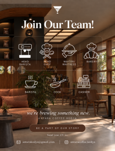 Lowongan Kerja Sebagai Head Barista, Head Chef, Waiter,ss, Bakery, Barista, Cook dan Cashier untuk Antara Coffee Kodya Penempatan di Denpasar 
