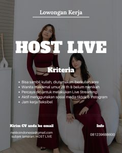 Lowongan Kerja Sebagai Host Live untuk Nekko Fashion Store Penempatan di Denpasar