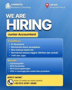 Lowongan Kerja Sebagai Junior Accountant untuk SANMATA Business Consulting Penempatan di Denpasar