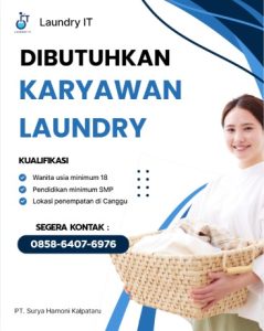Lowongan Kerja Sebagai Karyawan Laundry untuk Laundry IT Penempatan di Canggu, Badung