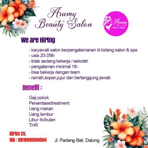 Lowongan Kerja Sebagai Karyawan Salon untuk Arummy Beauty Salon Penempatan di Dalung, Badung