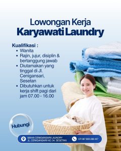 Lowongan Kerja Sebagai Karyawati Laundry untuk Maha Cenigan Sari Penempatan di Sesetan, Denpasar
