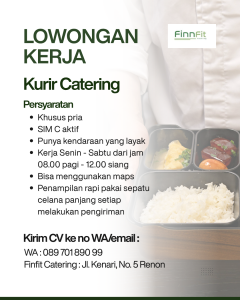 Lowongan Kerja Sebagai Kurir untuk Finnfit Catering Penempatan di Renon, Denpasar