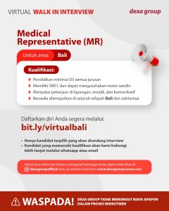 Lowongan Kerja Sebagai Medical Representative untuk Dexa Group Penempatan di Denpasar