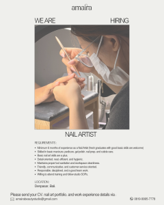 Lowongan Kerja Sebagai Nail Artist untuk Amaira Beauty Studio Penempatan di Denpasar