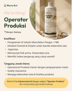 Lowongan Kerja Sebagai Operator Produksi untuk Worry Nut Penempatan di Mengwi, Badung