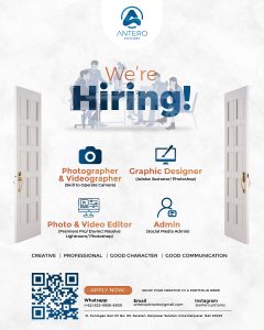 Lowongan Kerja Sebagai Photographer & Videographer, Graphic Designer, Photo & Video Editor dan Admin untuk ANTERO Penempatan di Denpasar 
