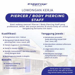 Lowongan Kerja Sebagai Piercer / Body Piercing Staff untuk INK GARAGE Tattoo Studio Penempatan di Badung