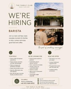Lowongan Kerja Sebagai Play & Activity Facilitator, Cook, Barista, Content Creator, Operations Manager untuk The Family Club Penempatan di Badung