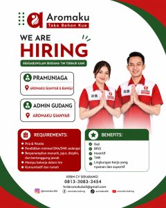Lowongan Kerja Sebagai Pramuniaga, Admin Gudang, Content Creator untuk PT Aromakue Investaniaga Bersama Penempatan di Bali