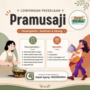 Lowongan Kerja Sebagai Pramusaji untuk Iswari Kitchen Penempatan di Denpasar